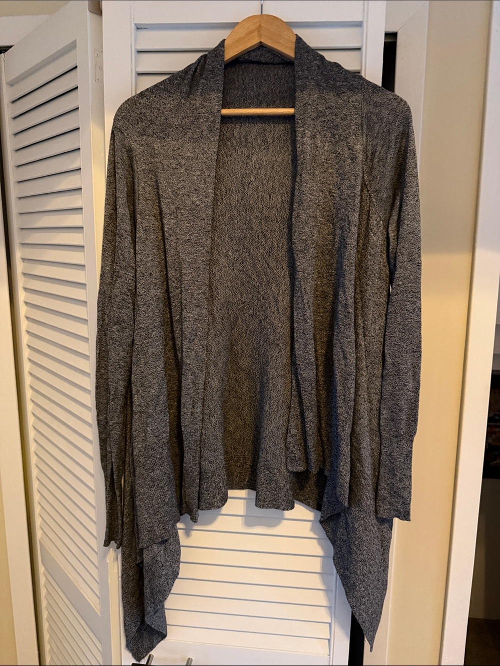 Express Heather Gray Open-Front Draped Cardigan